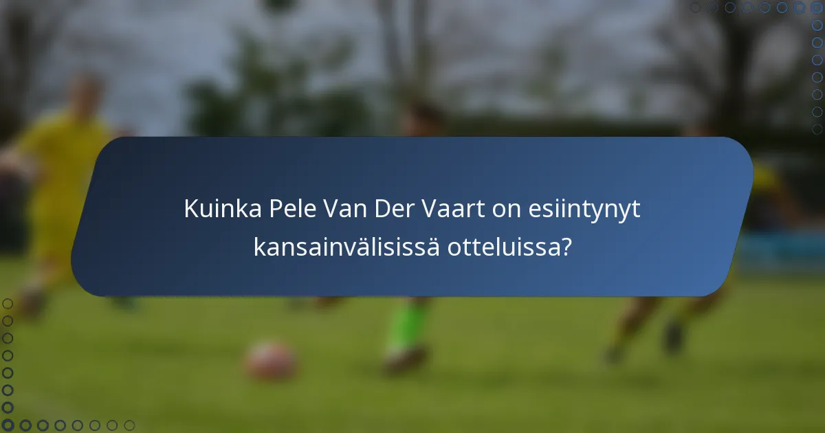Kuinka Pele Van Der Vaart on esiintynyt kansainvälisissä otteluissa?