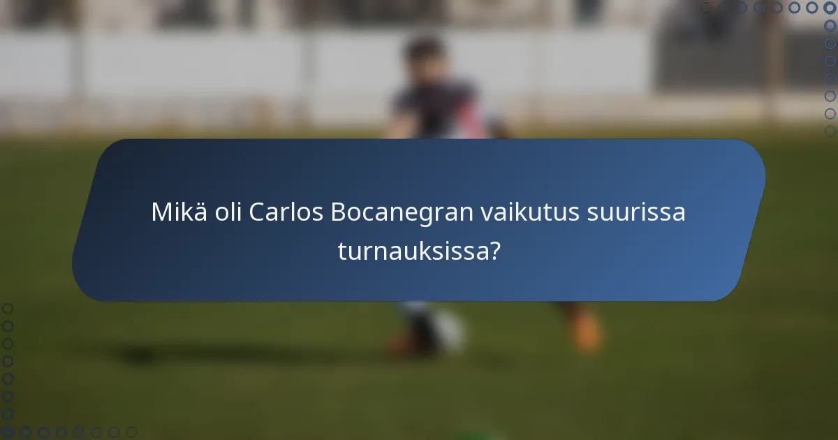Mikä oli Carlos Bocanegran vaikutus suurissa turnauksissa?
