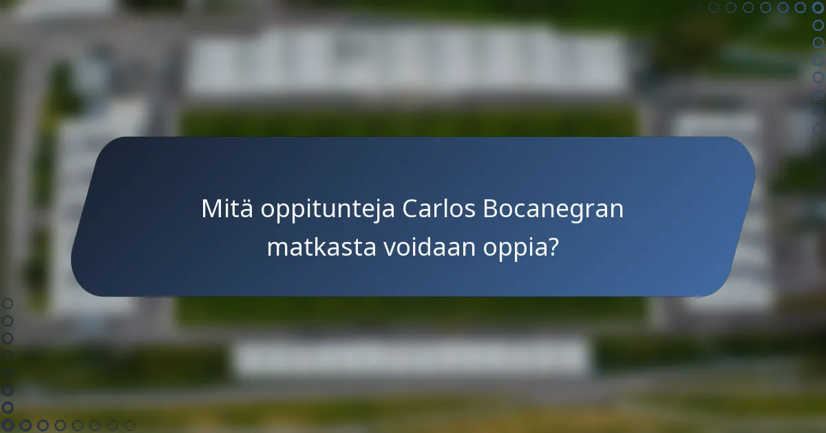 Mitä oppitunteja Carlos Bocanegran matkasta voidaan oppia?