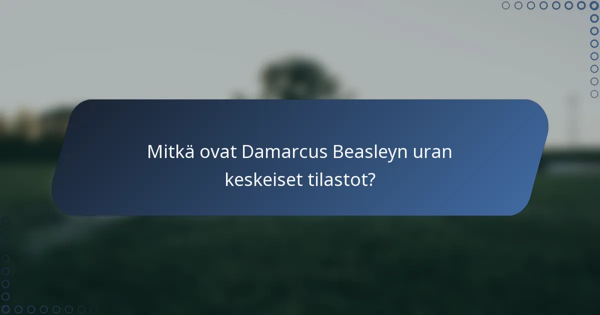 Mitkä ovat Damarcus Beasleyn uran keskeiset tilastot?