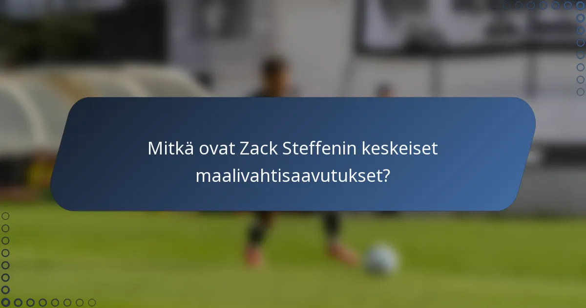 Mitkä ovat Zack Steffenin keskeiset maalivahtisaavutukset?
